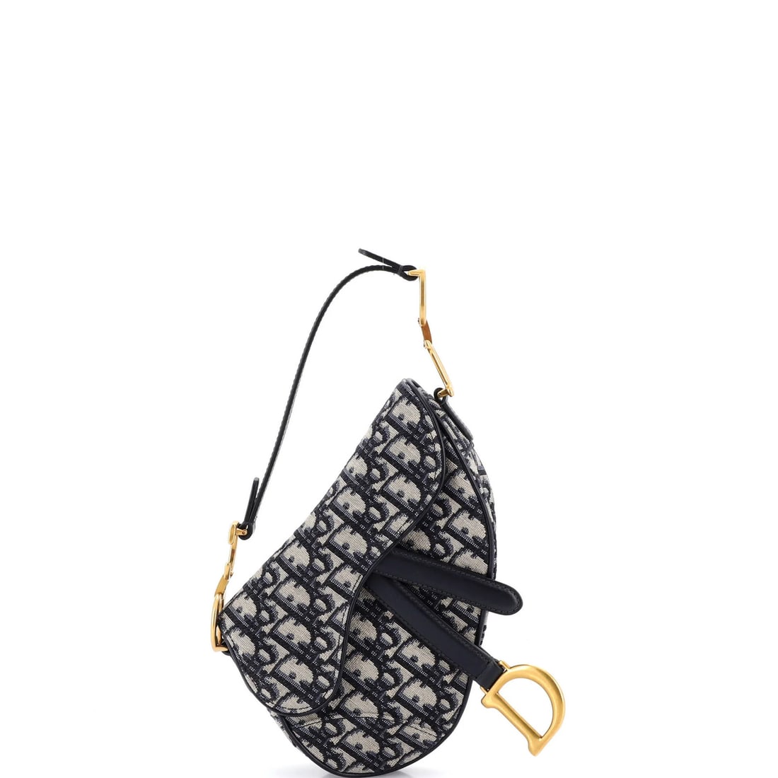 Canvas Oblique Christian Dior Saddle Mini: Canvas Oblique Christian Dior Saddle Mini Canvas Oblique Christian Dior Saddle Mini. This mini shoulder bag features a striking oblique design in blue canvas, with a neutral interior and aged gold har