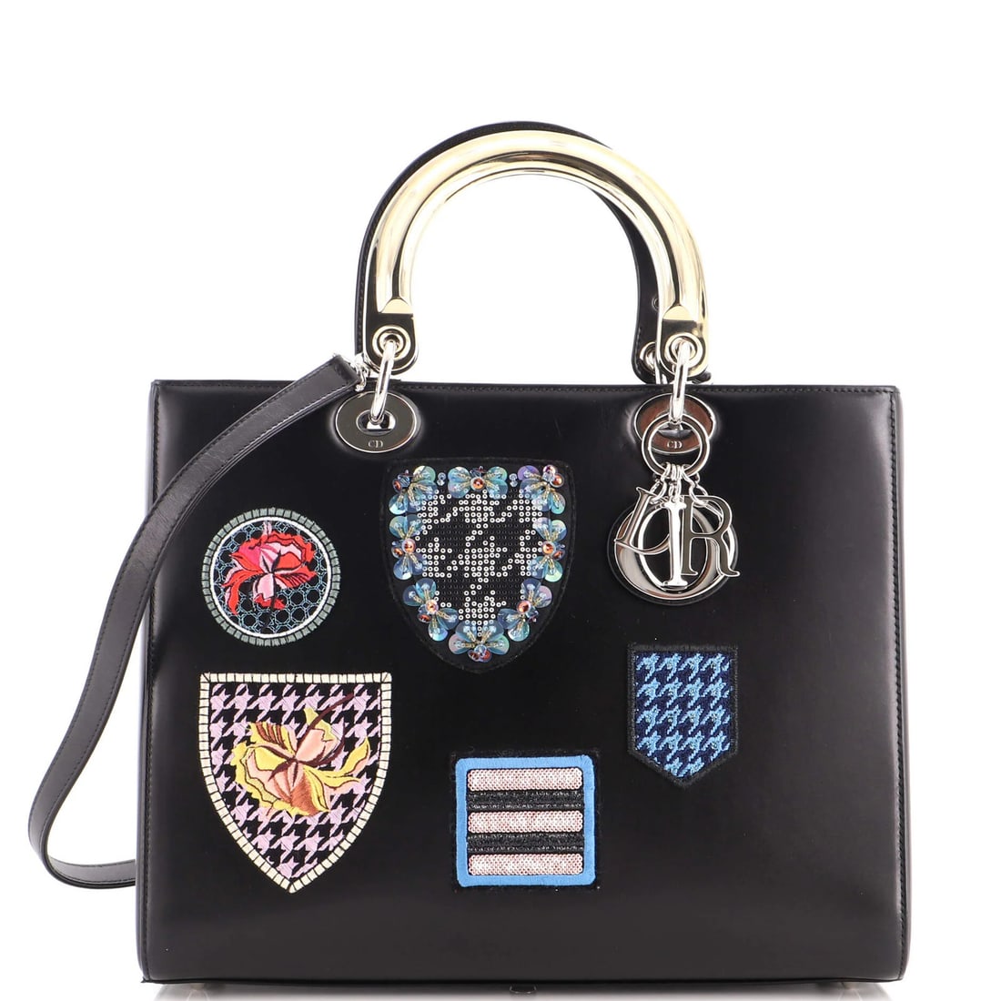 Large Patch Embellished Leather Bag Lady Dior Christian (1 of 5)