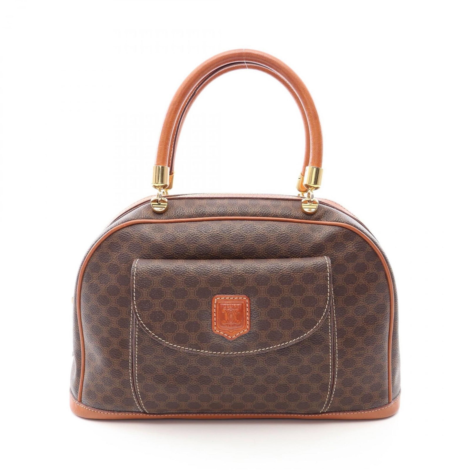 Canvas Leather Coated Handbag: Canvas Leather Coated Handbag Coated canvas and leather come together in a sleek, brown handbag with a 20cm x 32cm x 11cm size. The canvas is coated for added durability, while the leather adds a touc