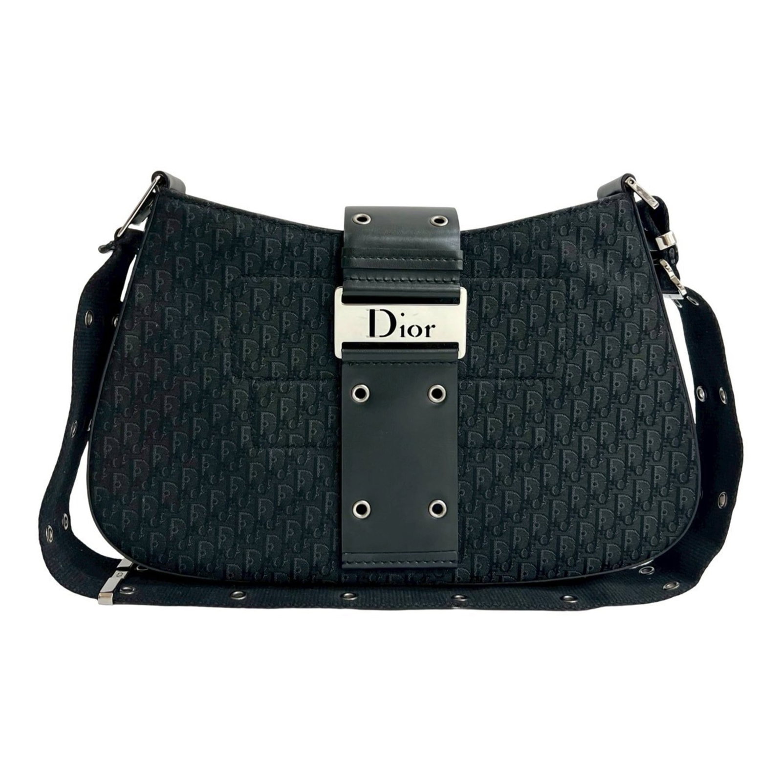Canvas Leather Dior Shoulder Pochette Bag Christian: Canvas Leather Dior Shoulder Pochette Bag Christian Canvas Leather Dior Shoulder Pochette Bag Christian - A sleek and sophisticated shoulder bag featuring a canvas and leather combination, with a stri
