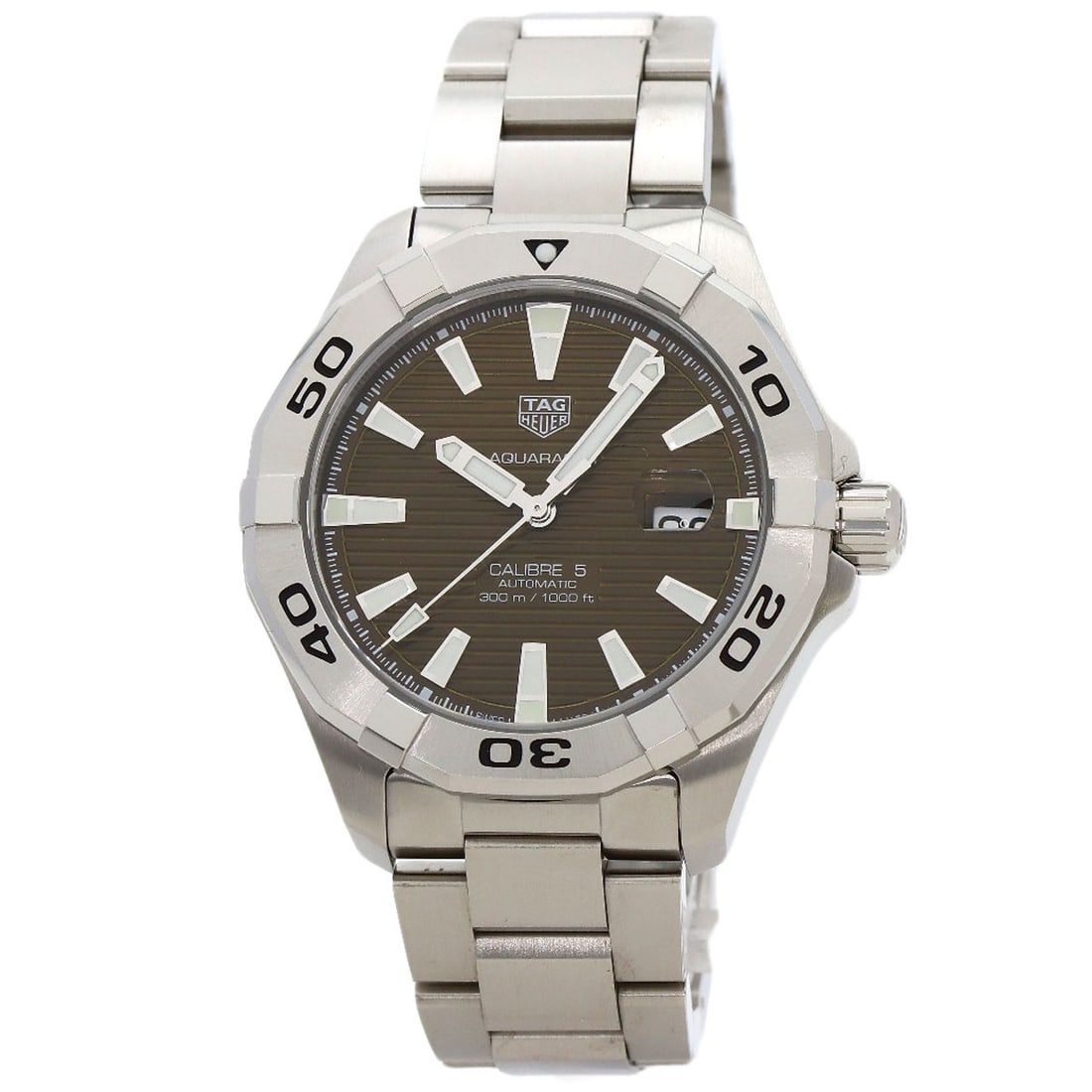 Brown Watches Stainless Caliber 5 Aquaracer Tag Heuer Way2018: Brown Watches Stainless Caliber 5 Aquaracer Tag Heuer Way2018 Stainless steel case with a silver bezel and brown dial, this TAG HEUER Aquaracer watch features a mechanical automatic movement and is