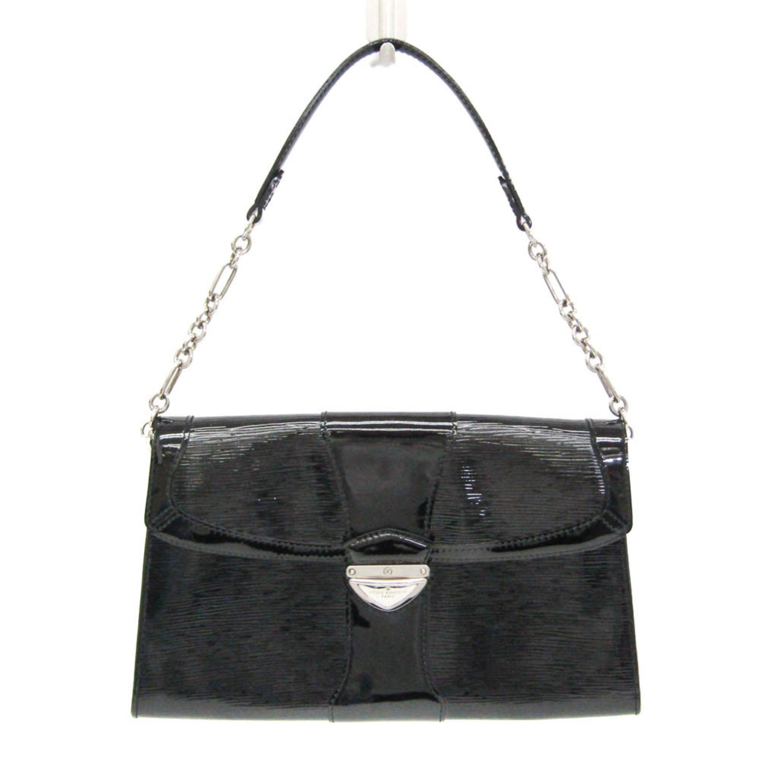 Louis Vuitton Patent Leather Shoulder Bag: Louis Vuitton Patent Leather Shoulder Bag Patent leather gives this Louis Vuitton Pochette Jena a sleek, modern look. The bag features a push lock closure, a zipper pocket, and a card holder, making