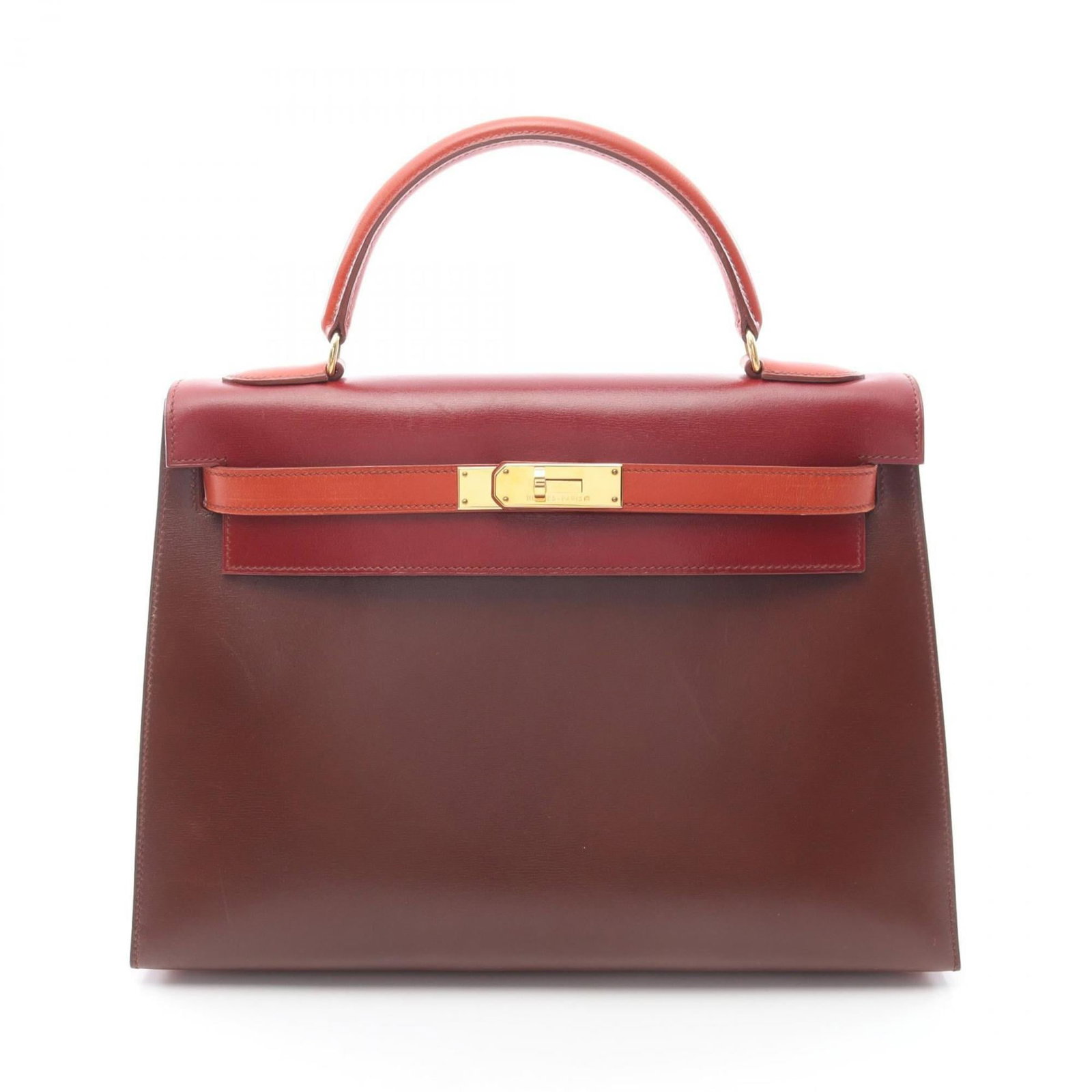 Calf Leather Handbag Box Hermes: Calf Leather Handbag Box Hermes Box calf leather, a classic choice for its timeless elegance, is used to craft this Calf Leather Handbag. The Bordeaux, Brique, Brown, and Rouge color options add a