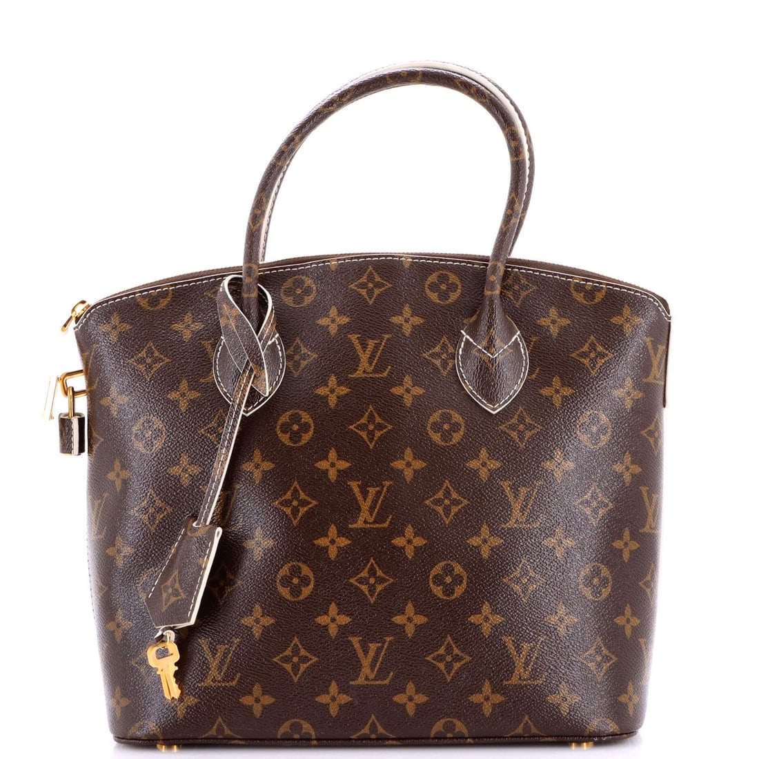 Handbag Monogram Lockit Fetish Louis Vuitton Canvas: Handbag Monogram Lockit Fetish Louis Vuitton Canvas Brown Louis Vuitton Canvas Lockit Handbag with Monogram Fetish Style, featuring a classic top handle design and gold hardware. This Bb size bag meas