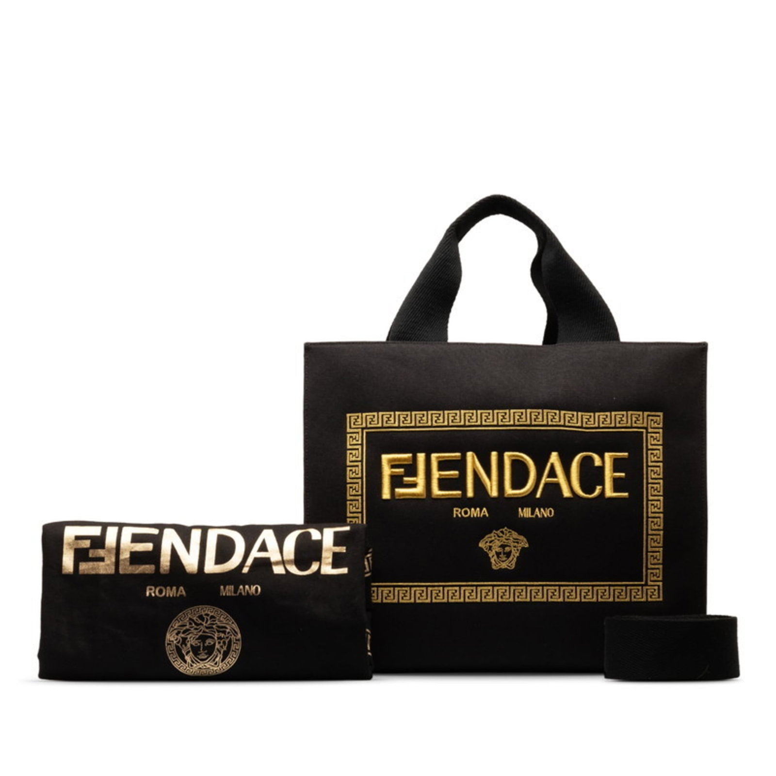 Shoulder Bag Canvas Tote Fendi: Shoulder Bag Canvas Tote Fendi Canvas tote bag with shoulder strap, made from high-quality canvas material, in black color. Comes with a dust bag and adjustable shoulder strap for comfortable wear. A 