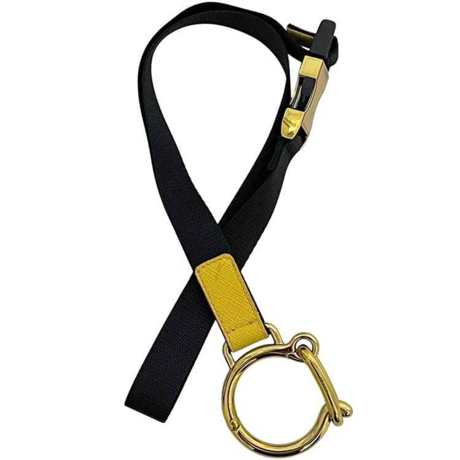 Others Nylon Leather Prada: Others Nylon Leather Prada Saffiano leather makes up the outer layer of this Prada nylon leather bag, adding durability and style. The bag's sleek design is complemented by its black and yellow color 