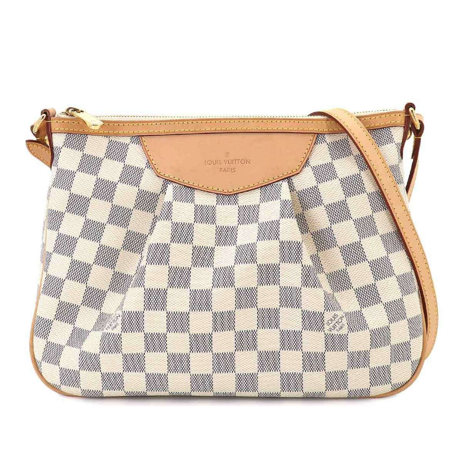 Louis Vuitton Shoulder Bag Damier Azur Canvas: Louis Vuitton Shoulder Bag Damier Azur Canvas Damier Azur Canvas shoulder bag from Louis Vuitton, featuring the iconic Damier Azur pattern in canvas material. Measuring 22cm x 30cm x 9cm, this stylish