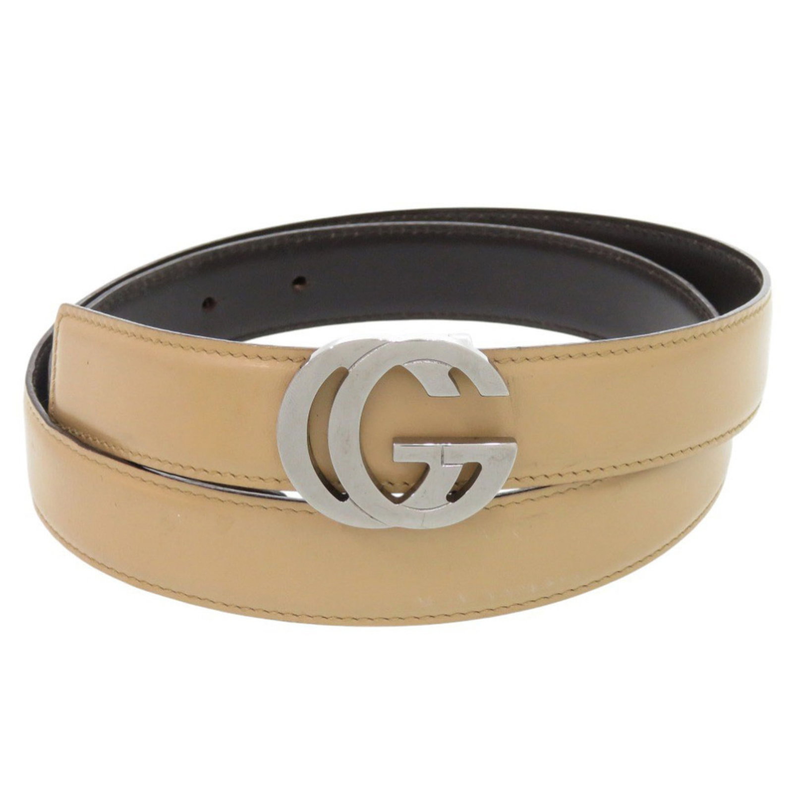 Standard Belt Gucci: Standard Belt Gucci This standard belt from Gucci features a high-quality leather strap in a classic beige and brown color combination. Measuring 71.5-76cm in length, it offers a versatile fit for eve
