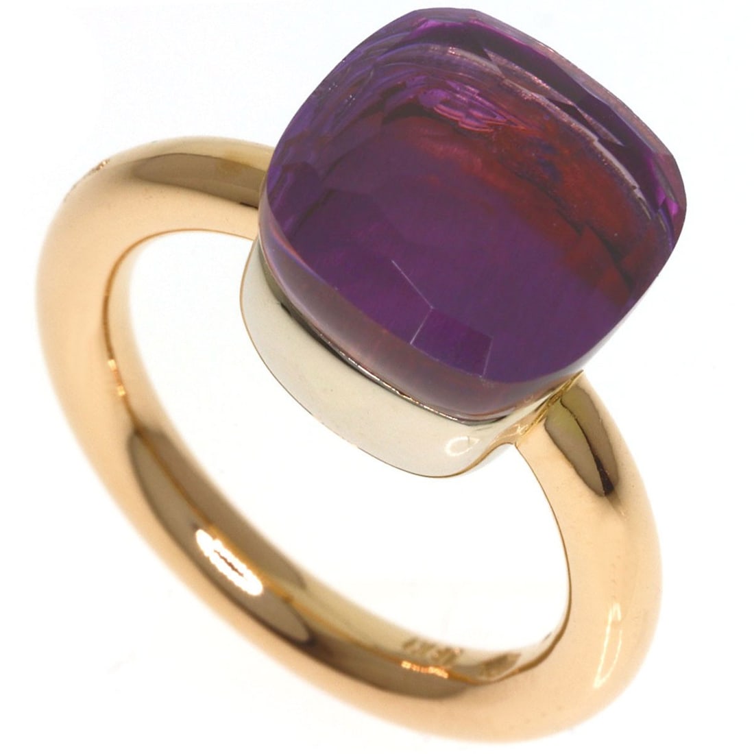 Pink Gold Ring K18 Pink Gold K18 Classic Noodle Amethyst: Pink Gold Ring K18 Pink Gold K18 Classic Noodle Amethyst K18 Pink Gold is used to craft this elegant ring, featuring a classic design and a beautiful amethyst stone. The open ring closure allows for a
