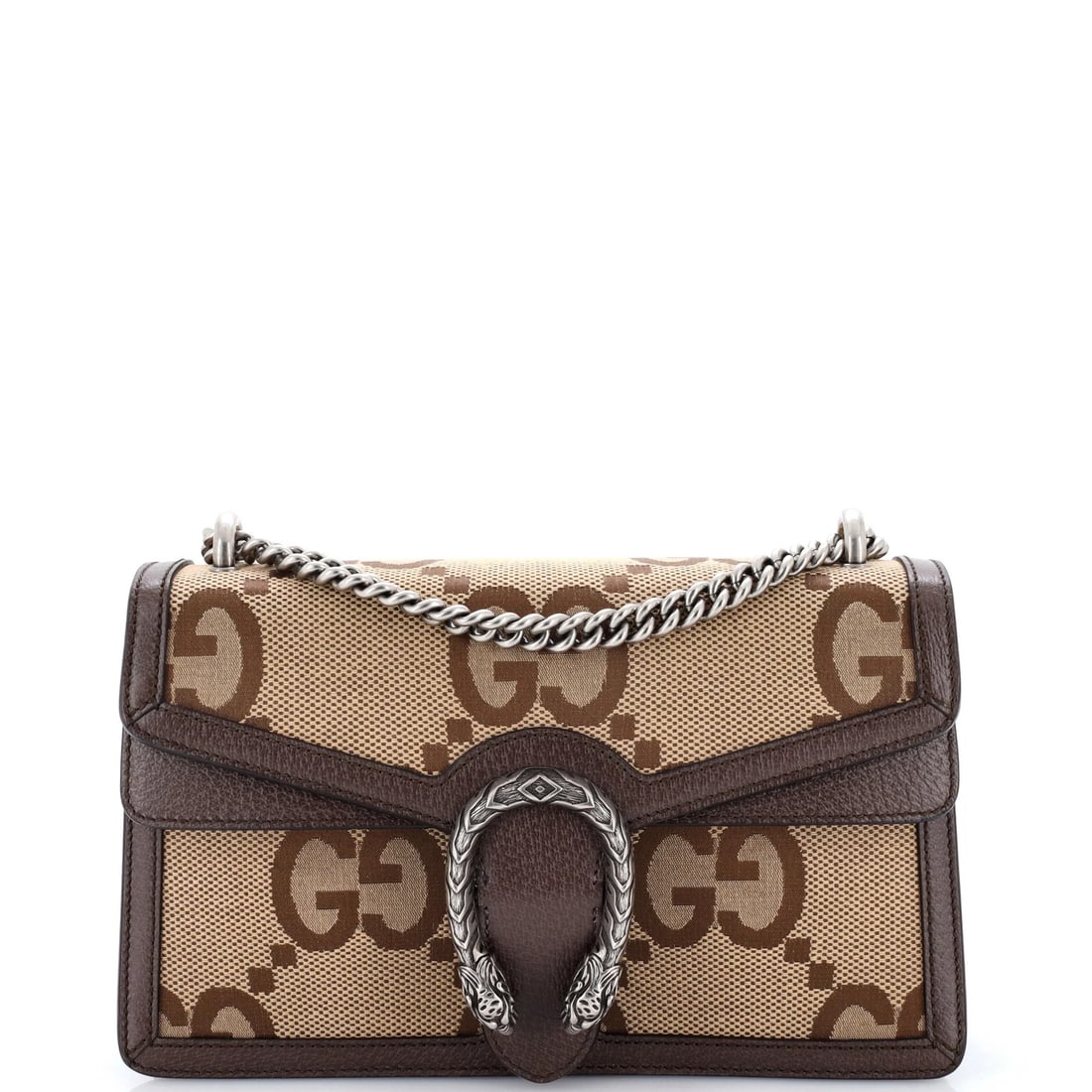 GG Canvas Dionysus Bag Small Jumbo Gucci: GG Canvas Dionysus Bag Small Jumbo Gucci Small Jumbo GG Canvas Dionysus Bag in Brown. This small shoulder bag features the iconic Gucci GG Canvas design, with a jumbo size that's perfect for carrying