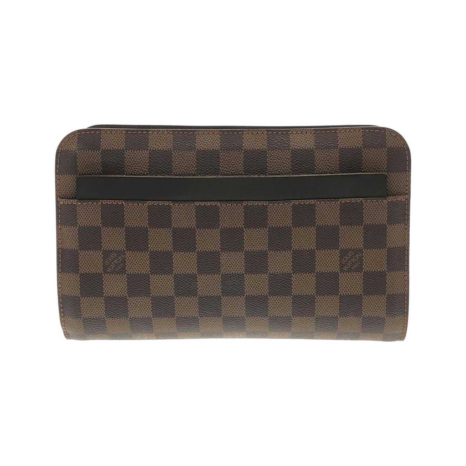 Louis Vuitton Clutch Bag Coated Canvas: Louis Vuitton Clutch Bag Coated Canvas Coated canvas craftsmanship meets timeless elegance in this Louis Vuitton clutch bag, boasting a classic Ebene color and gold hardware for a sophisticated
