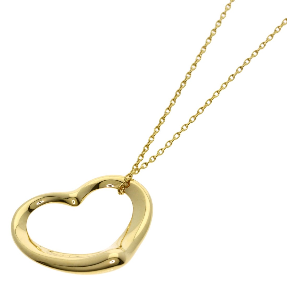 Yellow Gold Necklace Tiffany&Co Open Heart K18: Yellow Gold Necklace Tiffany&Co Open Heart K18 Yellow Gold Necklace with Tiffany&Co Open Heart Design, crafted from K18 gold for a luxurious touch. This elegant necklace boasts an open closure and