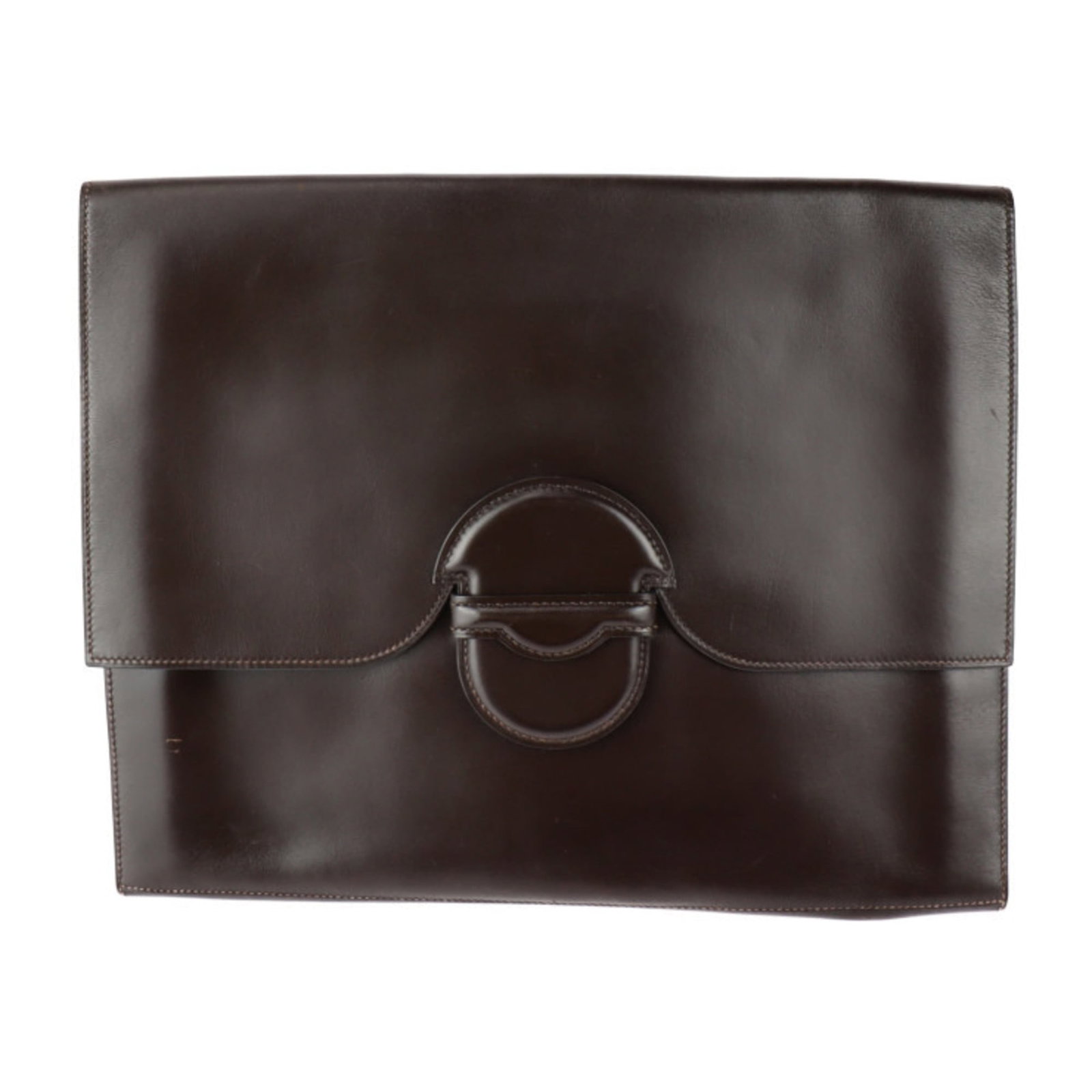 Calf Leather Handbag Box Bag Hermes: Calf Leather Handbag Box Bag Hermes Box calf leather construction provides a rich, luxurious feel to this dark brown clutch bag. Measuring 28.5cm x 35cm x 2cm, it offers a sleek, formal shape. The