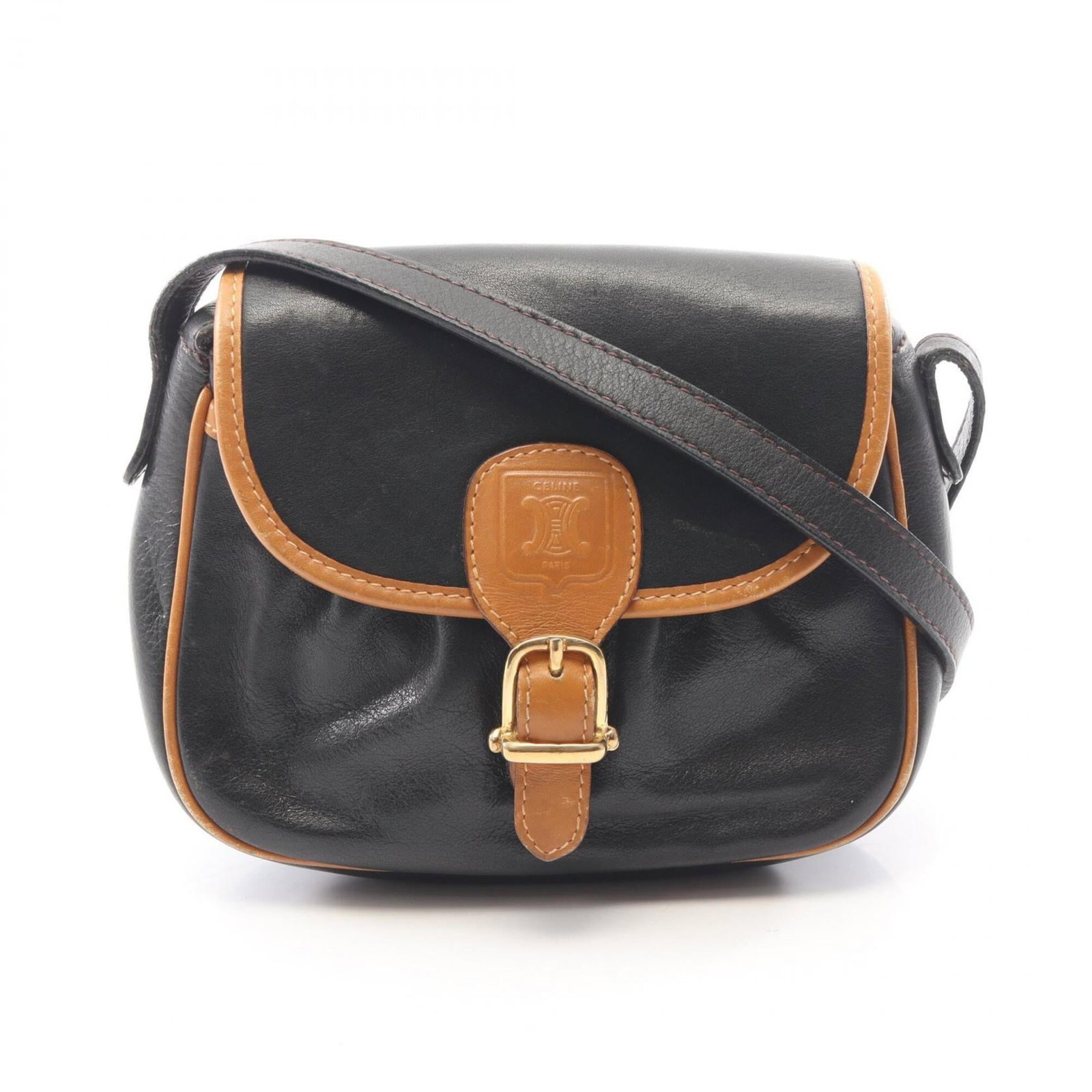 Handbag Leather Shoulder Bag Celine: Handbag Leather Shoulder Bag Celine Black or Brown Leather Celine Shoulder Bag. 15cm x 17cm x 5.5cm in size, this shoulder bag is made of high-quality leather and features a classic design. The bag's
