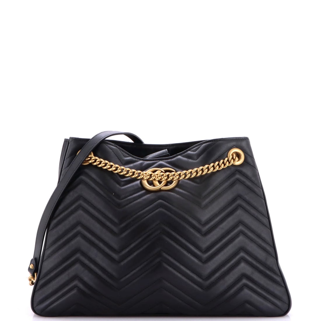 Marmont Matelasse Leather Chain Gucci GG Shoulder Bag: Marmont Matelasse Leather Chain Gucci GG Shoulder Bag The Marmont Matelasse Leather Chain Gucci GG Shoulder Bag boasts a striking black exterior with intricate details, featuring a unique matelasse le