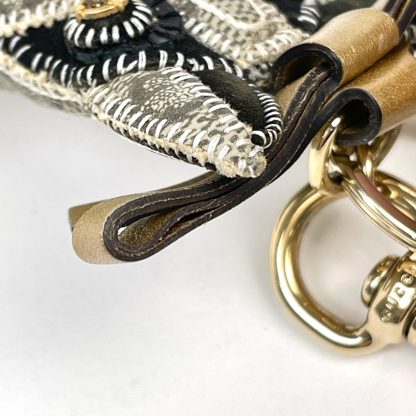 Keyring Canvas Leather Gucci - 4