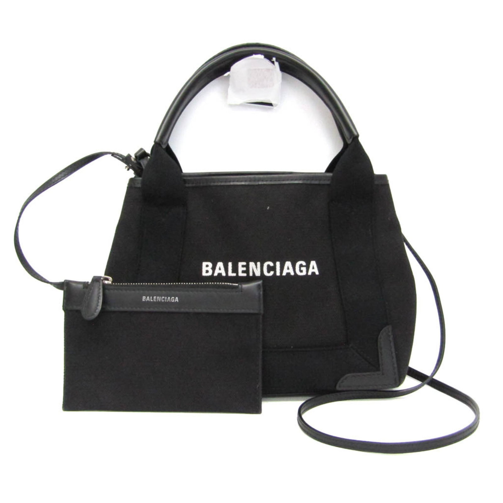 Canvas Leather Bag Handbag Shoulder Bag: Canvas Leather Bag Handbag Shoulder Bag Canvas Leather Bag Handbag Shoulder Bag in Black. This stylish Balenciaga bag features a canvas and leather combination, open closure, and a spacious pouch