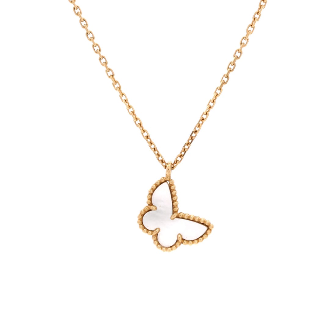 Van Cleef & Arpels Sweet Alhambra Butterfly Pendant Necklace 18K Yellow Gold: Van Cleef & Arpels Sweet Alhambra Butterfly Pendant Necklace 18K Yellow Gold 18K Yellow Gold Sweet Alhambra Butterfly Pendant Necklace measures 15.25-16.0 inches in length, featuring a 8.90 mm x