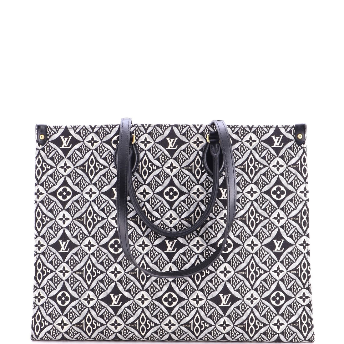 Louis Vuitton OnTheGo Tote Limited Edition Since 1854 Monogram Jacquard GM: Louis Vuitton OnTheGo Tote Limited Edition Since 1854 Monogram Jacquard GM Black Louis Vuitton OnTheGo Tote Limited Edition Since 1854 Monogram Jacquard GM features a Jacquard exterior with gold