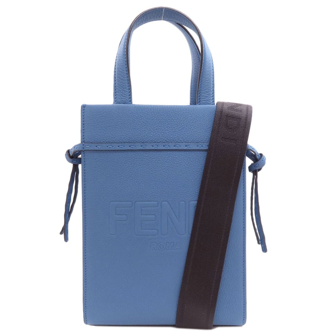 2Way Handbag Fendi Calf Go To: 2Way Handbag Fendi Calf Go To Blue Fendi Calf Leather 2Way Handbag. This 9.6 inch tall, 3.1 inch deep handbag features a detachable strap and is made from high-quality calf leather. Its open closure
