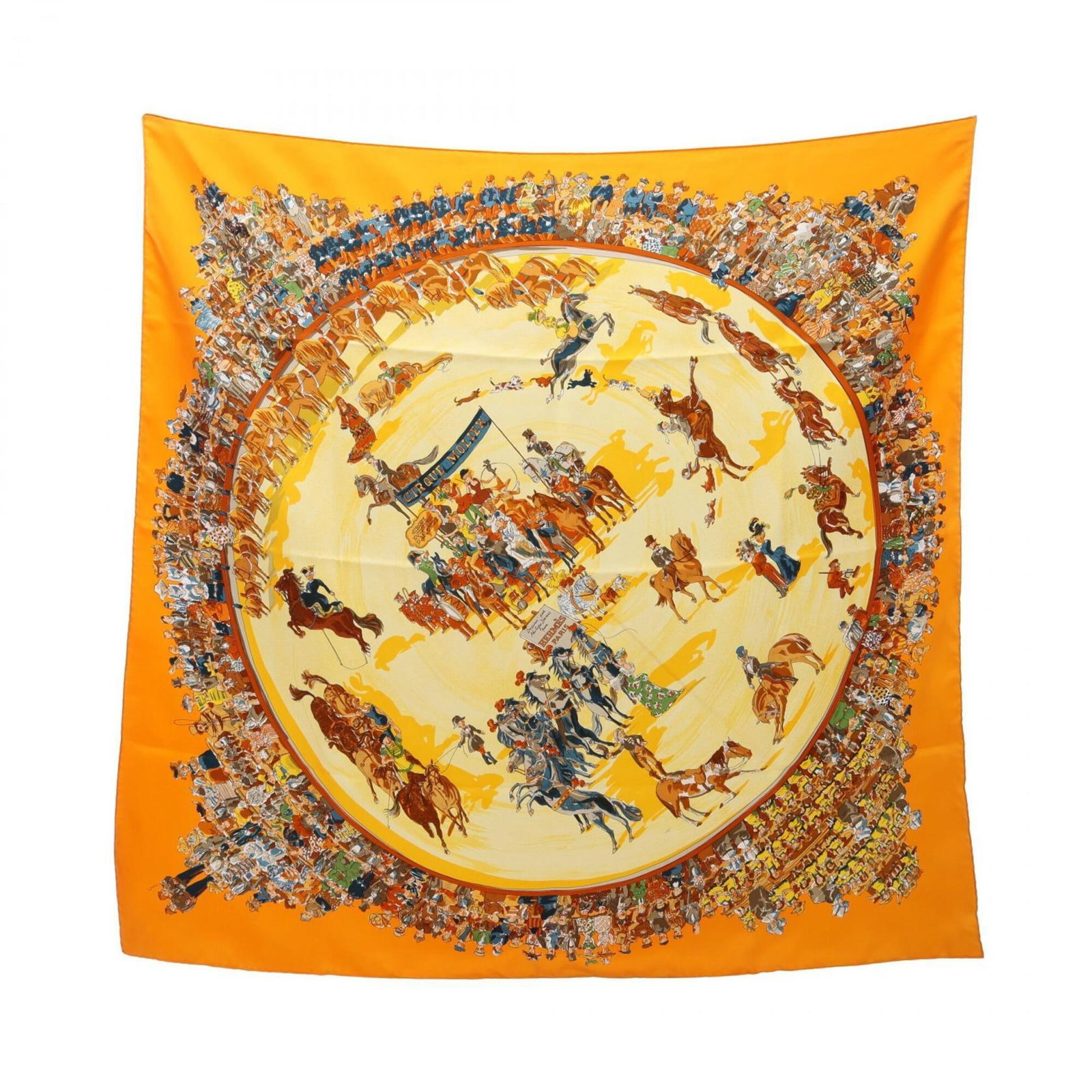 Hermes Cashmere: Hermes Cashmere Cashmere Scarf from Hermes, featuring a vibrant multi-color design with an orange accent, measuring 89cm x 89cm in size. This luxurious scarf is made from high-quality cashmere, provid