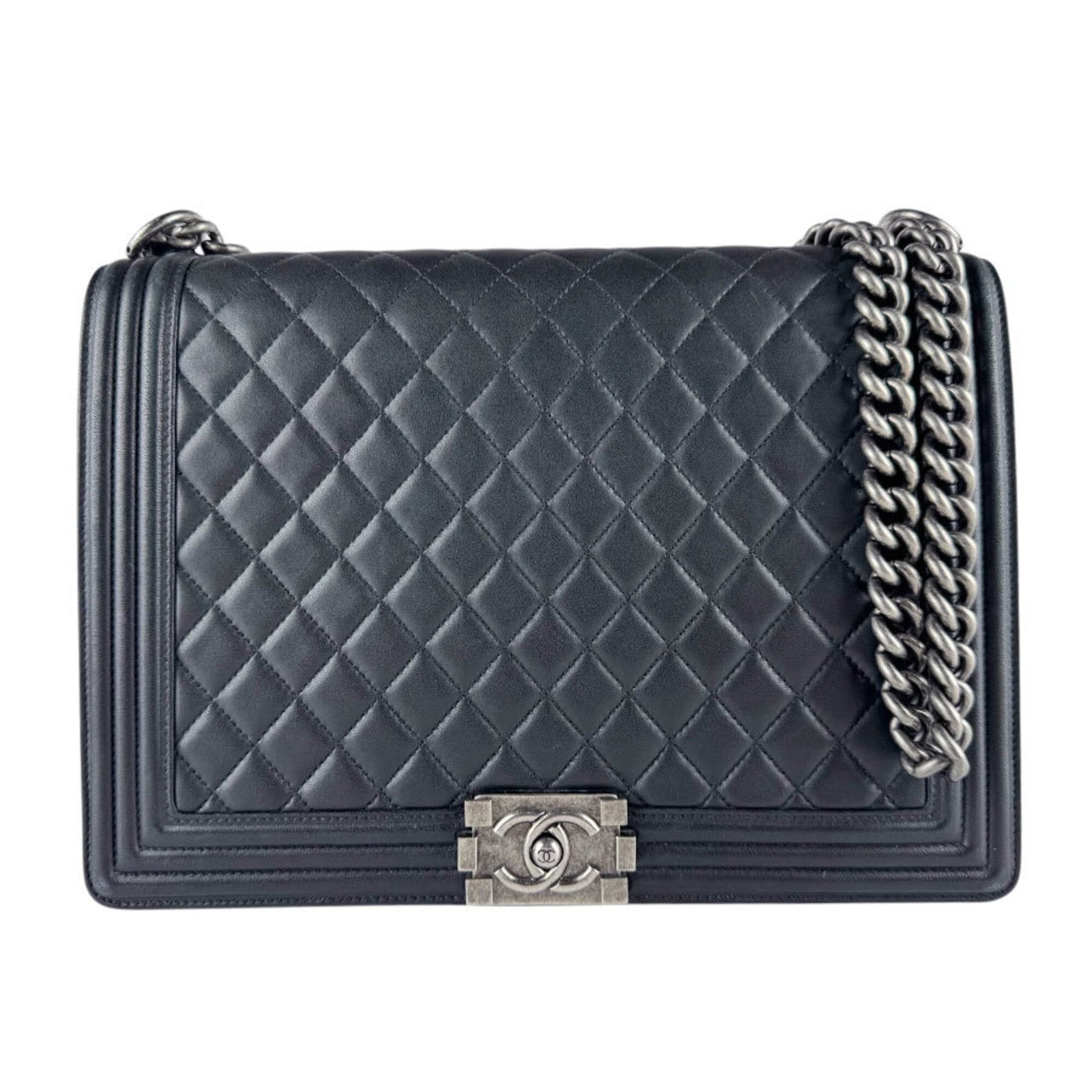 Shoulder Bag Leather Chanel: Shoulder Bag Leather Chanel Black Leather Chanel Shoulder Bag, 21cm x 30cm x 7cm, Italy Made. This shoulder bag features high-quality leather construction and a timeless design. Its sleek black color