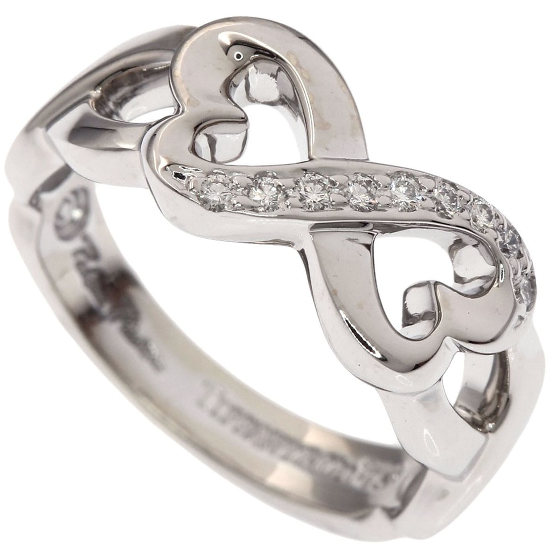 Loving Heart Diamond Ring Tiffany&Co K18 White Gold: Loving Heart Diamond Ring Tiffany&Co K18 White Gold K18 White Gold Diamond Ring from Tiffany&Co. - A stunning silver-toned diamond ring featuring a main stone and a K18 white gold exterior,