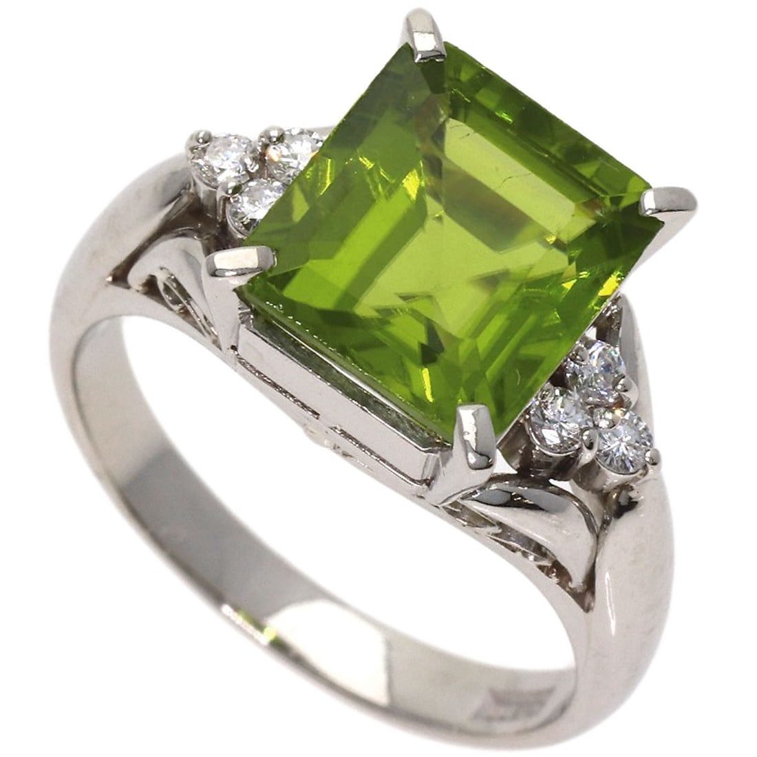 4.55Ct Peridot Diamond Ring Platinum Pt900 8G (1 of 11)