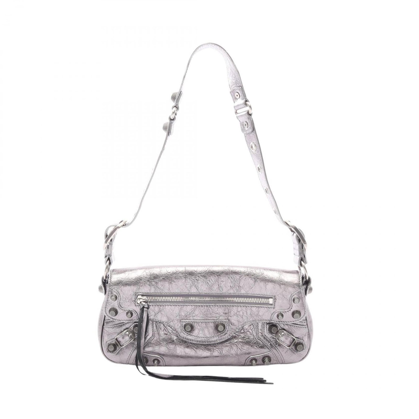 Balenciaga Handbag Shoulder Bag Leather: Balenciaga Handbag Shoulder Bag Leather This Balenciaga MPN 771640 Leather Shoulder Bag boasts a sleek silver finish and structured design, measuring 14cm x 28.5cm x 4.5cm. Its premium leather