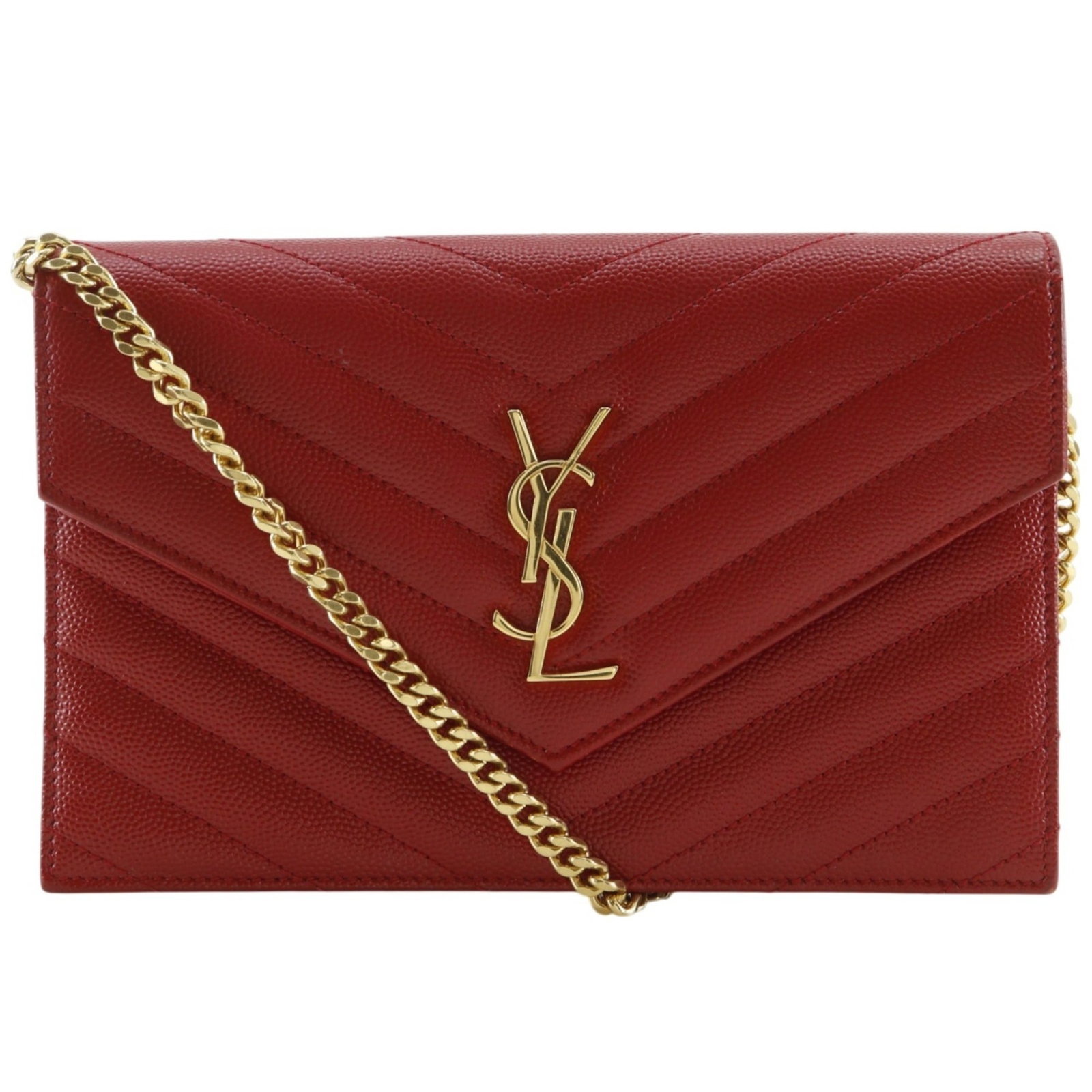 Saint Laurent Yves Leather Shoulder Bag: Saint Laurent Yves Leather Shoulder Bag The Saint Laurent Yves Leather Shoulder Bag boasts a striking red color and sleek design, making it a chic accessory for any woman. Measuring 12.5cm x 19cm x
