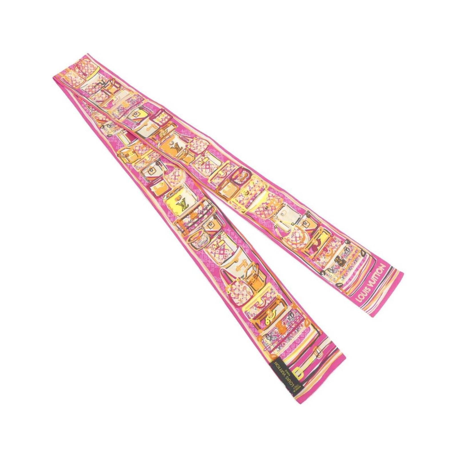 Vuitton Scarf: Vuitton Scarf Yellow Louis Vuitton Scarf, measuring 1.2m x 8cm, bears a signature. This scarf is made of a signature-bearing work, and its dimensions are 47.24'' x 3.14''. The scarf is a yellow color.