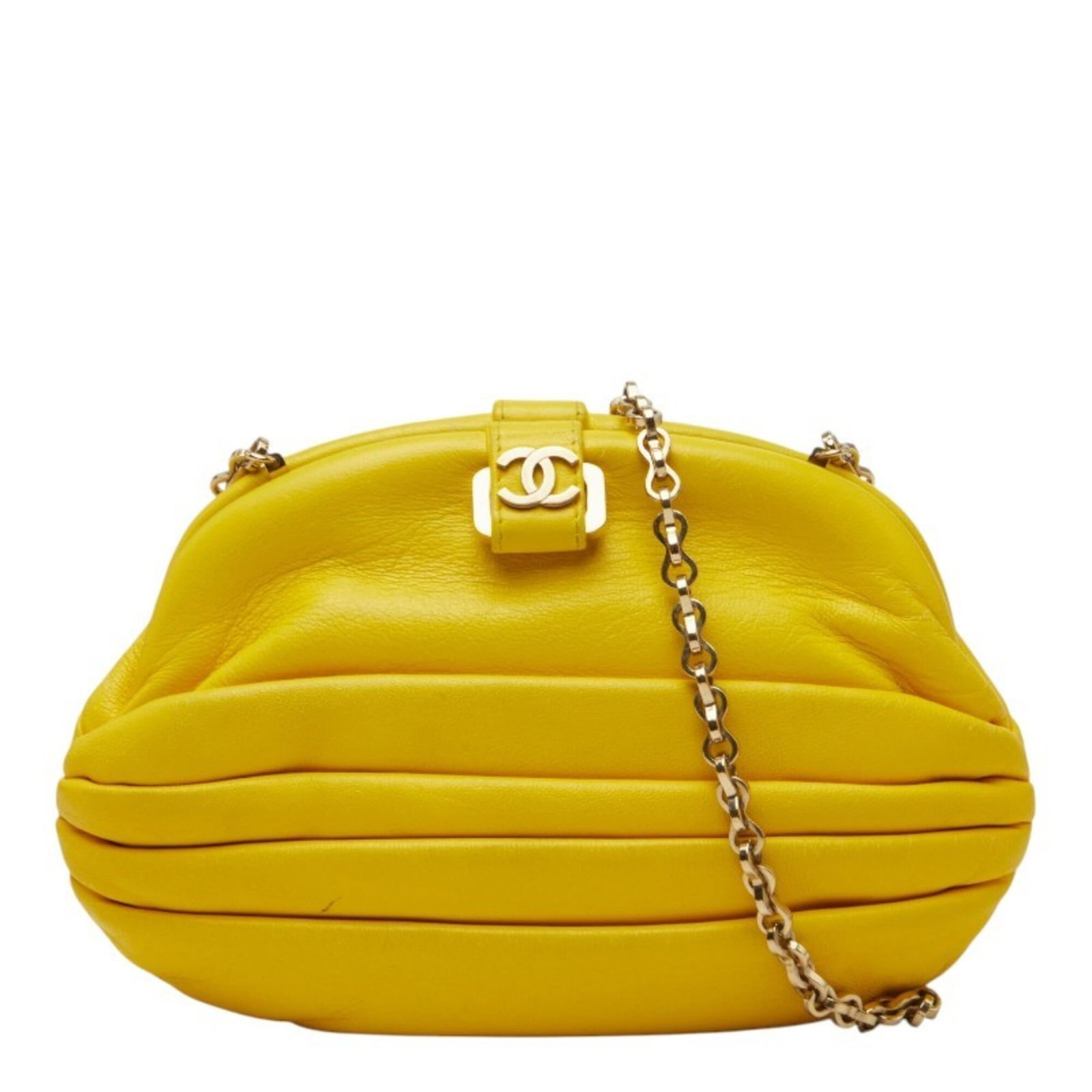 Shoulder Bag Leather Chanel: Shoulder Bag Leather Chanel Yellow Leather Chanel Shoulder Bag, 12cm x 18.5cm x 5cm, a stylish and compact accessory made from high-quality leather, featuring a classic design that exudes timeless
