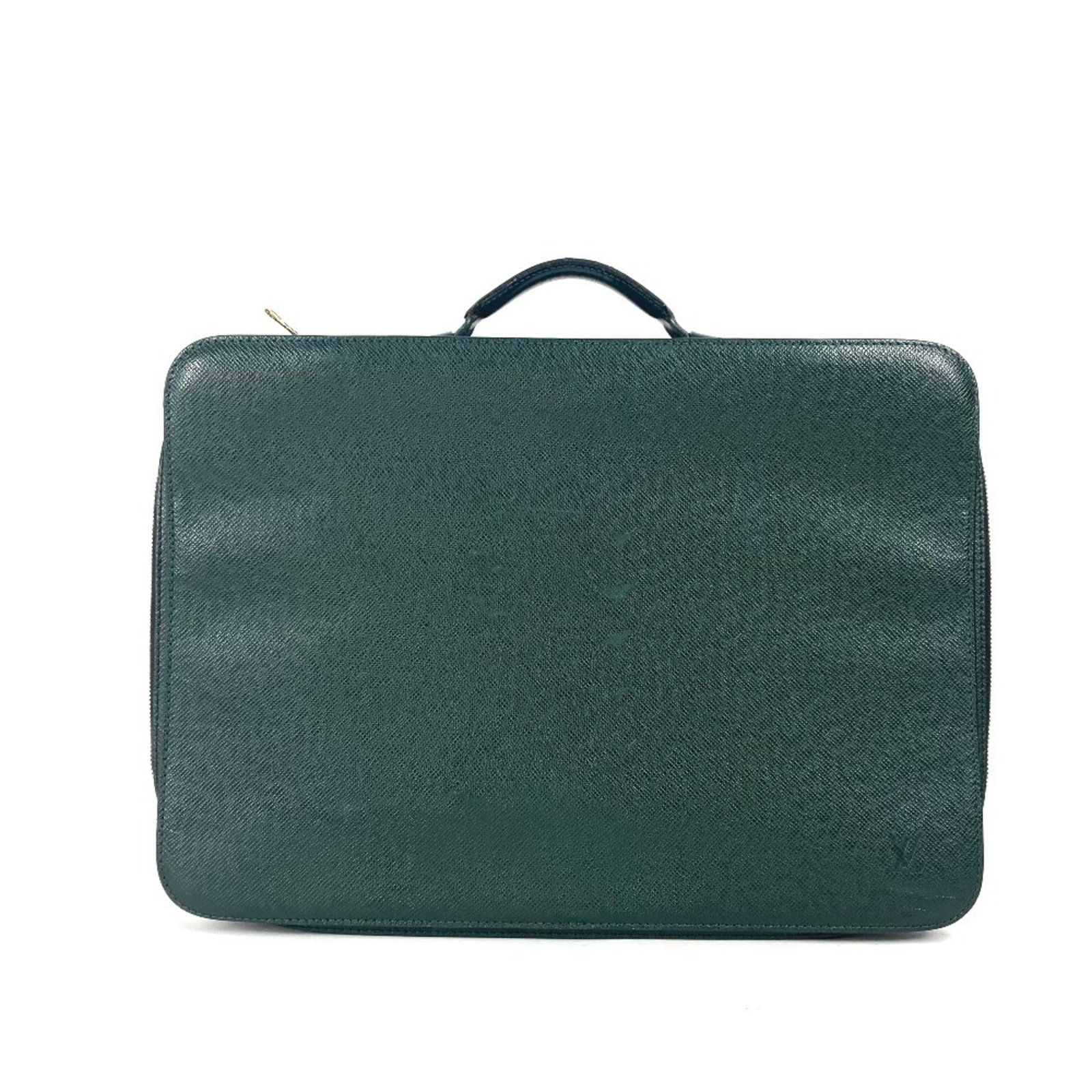 Handbag Taiga Briefcase Louis Vuitton Leather: Handbag Taiga Briefcase Louis Vuitton Leather Taiga Briefcase in Episea Green Leather from Louis Vuitton, featuring a classic design with a zipper outer pocket, measuring 29cm x 40.5cm. Made from
