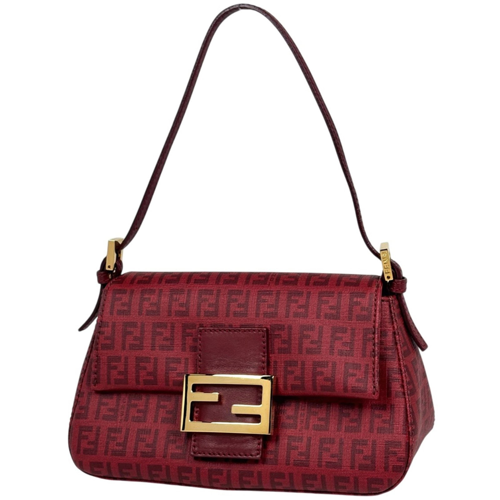 Shoulder Bag Canvas Leather Coated Fendi: Shoulder Bag Canvas Leather Coated Fendi Coated canvas and leather make up this striking Fendi shoulder bag, available in a bold red color. The bag measures 11.5cm x 22cm x 10cm and features a unique