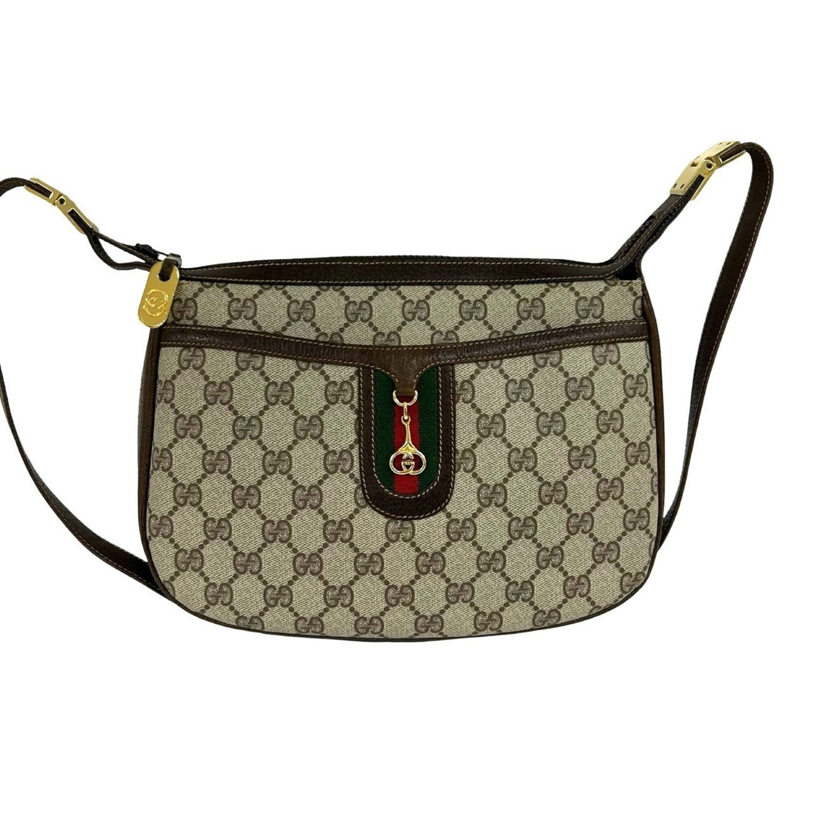 Shoulder Bag Leather Pvc Gucci: Shoulder Bag Leather Pvc Gucci This Gucci shoulder bag features a unique combination of leather and PVC materials, adding a touch of modernity to its classic design. Measuring 20cm x 26cm x 5cm, it
