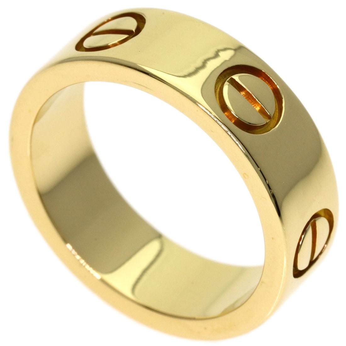 Yellow Gold K18 Ring Cartier Love #48: Yellow Gold K18 Ring Cartier Love #48 K18 Yellow Gold Cartier Love #48 Ring in size 4.5(US) is a gold ring featuring a signature. Made from K18 yellow gold, this ring has a gold exterior color and no