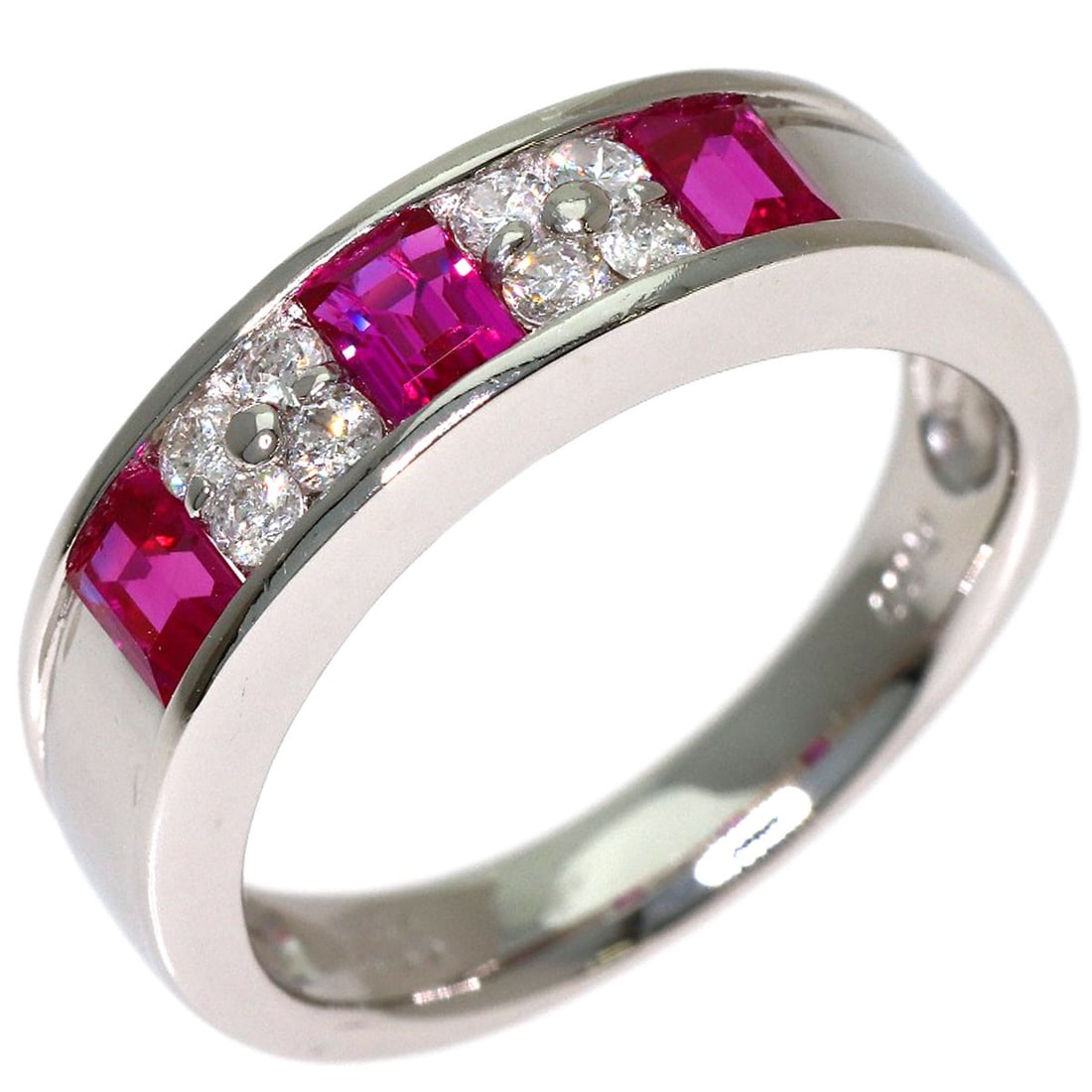 0.84Ct Ruby Diamond Ring Platinum Pt900 7.1G - 2