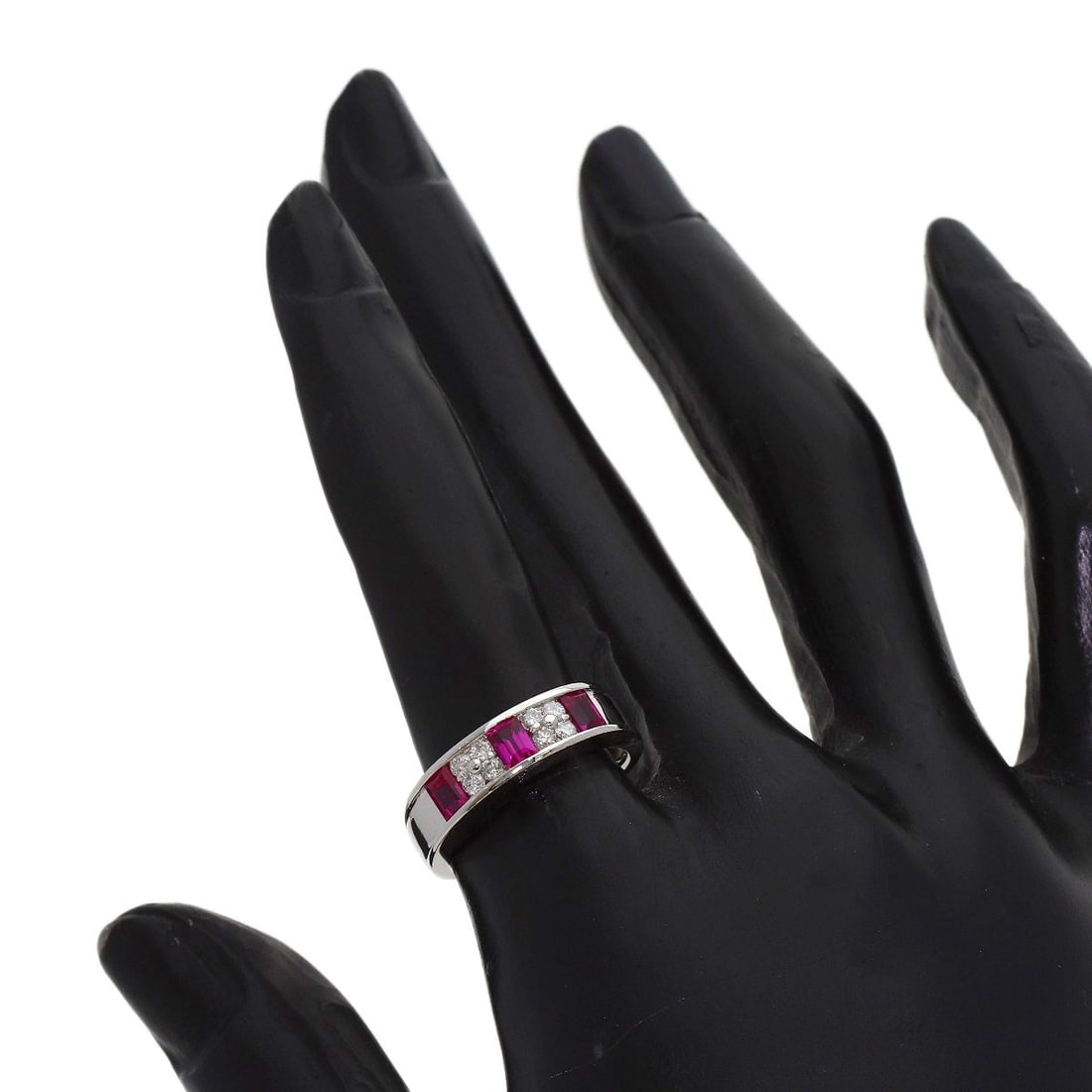 0.84Ct Ruby Diamond Ring Platinum Pt900 7.1G - 7