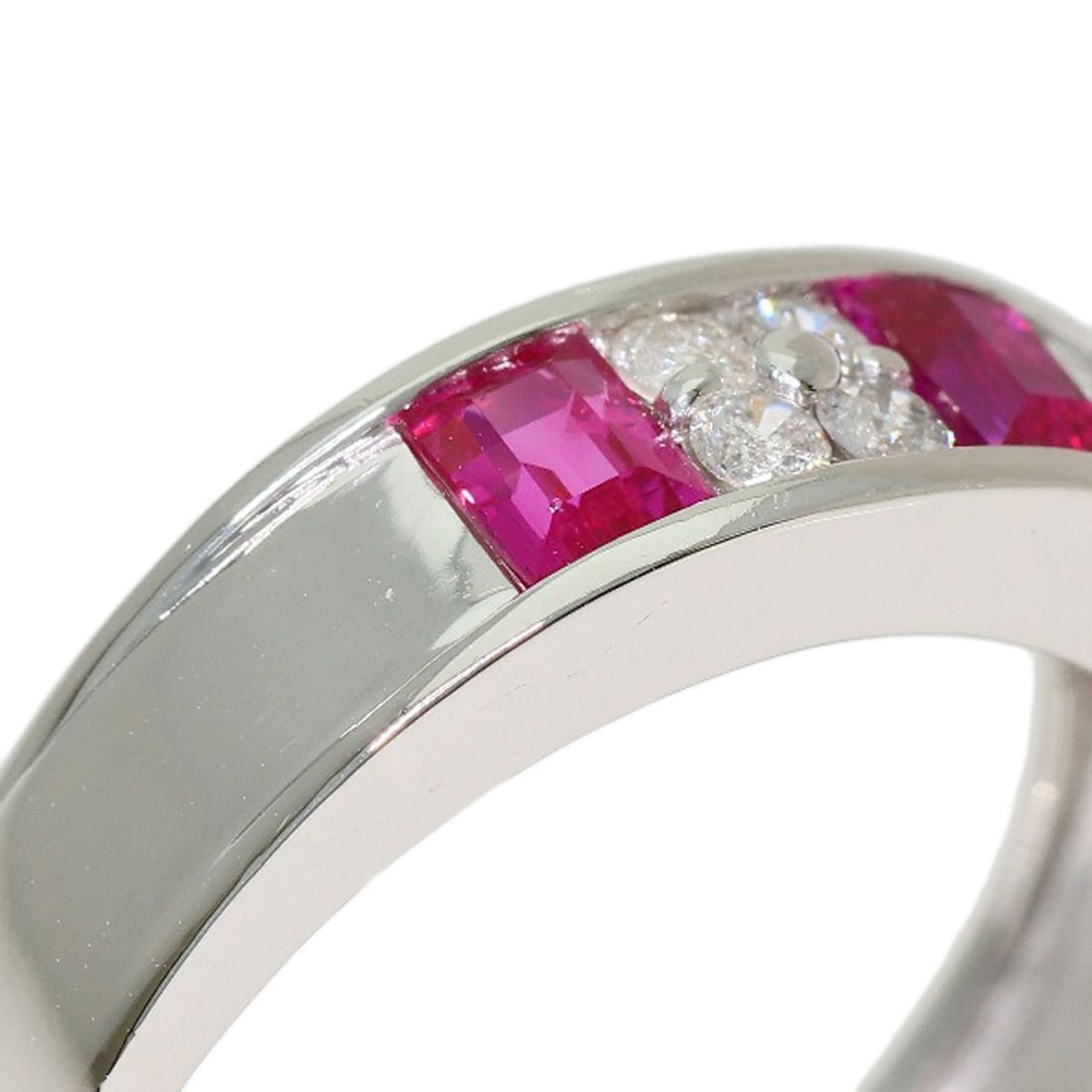 0.84Ct Ruby Diamond Ring Platinum Pt900 7.1G - 8