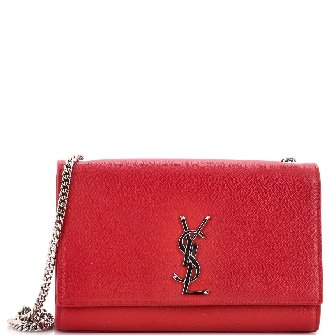 Monogram Crossbody Bag Medium Grainy Leather Classic Saint: Monogram Crossbody Bag Medium Grainy Leather Classic Saint The Saint Laurent Classic Monogram Crossbody Bag Medium Grainy Leather Classic Saint features a striking red exterior with a medium grainy