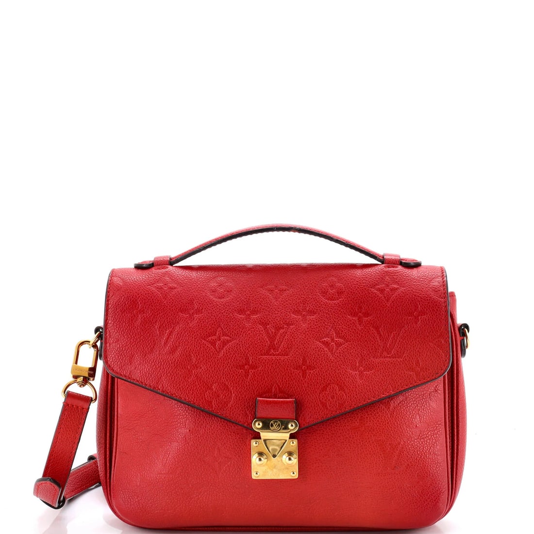 Empreinte Leather Pochette Monogram Vuitton Louis: Empreinte Leather Pochette Monogram Vuitton Louis Red Empreinte Leather Pochette Monogram Vuitton Louis, a stylish cross body bag with a bold red exterior and gold hardware, features a signature and