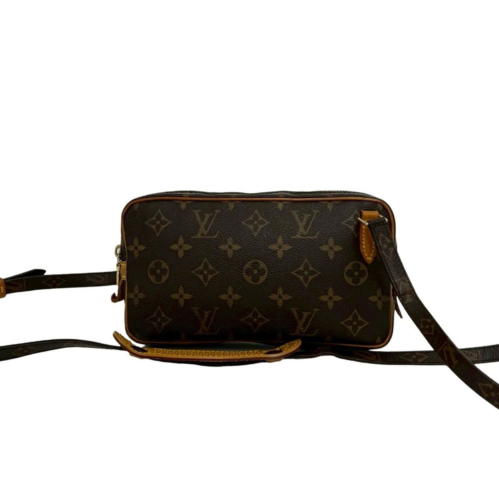 Louis Vuitton Pochette Shoulder Bag Leather Pvc: Louis Vuitton Pochette Shoulder Bag Leather Pvc Brown leather and PVC Pochette shoulder bag from Louis Vuitton, measuring 13cm x 21.5cm x 4cm. This classic design combines the timeless appeal of