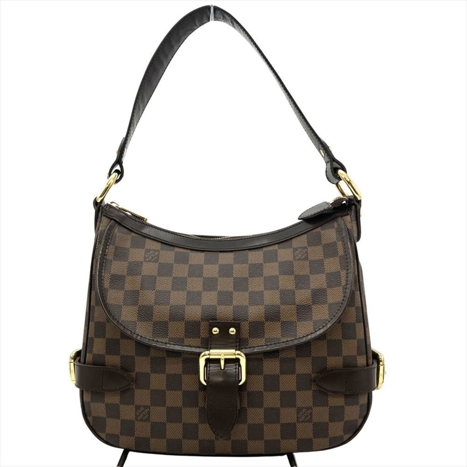 Damier Azur Shoulder Bag Louis Vuitton: Damier Azur Shoulder Bag Louis Vuitton Damier Azur Shoulder Bag in Brown, Damier Canvas, and Ebene Hardware, featuring a classic design with a gold-toned flap pocket and two hidden compartments. This