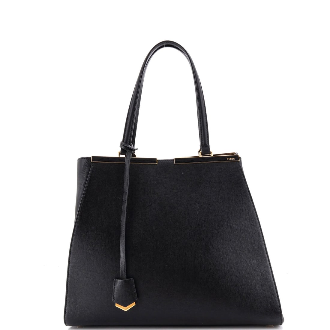 Large Leather Bag Fendi 3Jours: Large Leather Bag Fendi 3Jours Black Fendi 3Jours Large Leather Tote Bag with Gold Hardware, featuring a classic totes style and a spacious interior with microfiber lining. The bag boasts a sleek