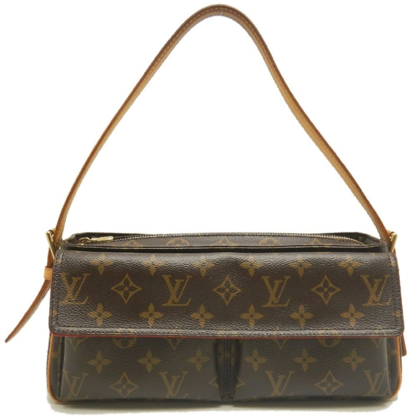 Shoulder Bag Monogram Louis Vuitton: Shoulder Bag Monogram Louis Vuitton Monogrammed with gold hardware, this Louis Vuitton shoulder bag boasts a classic design with a timeless brown monogram pattern. With a sturdy gold zipper closure