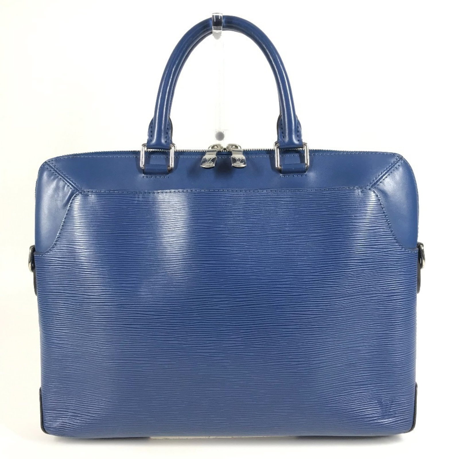 Briefcase Tote Bag Epi Leather Louis Vuitton: Briefcase Tote Bag Epi Leather Louis Vuitton Epi leather briefcase tote bag from Louis Vuitton, crafted in Spain with a distinctive blue hue. Measuring 27cm x 36cm x 6cm, this stylish bag combines