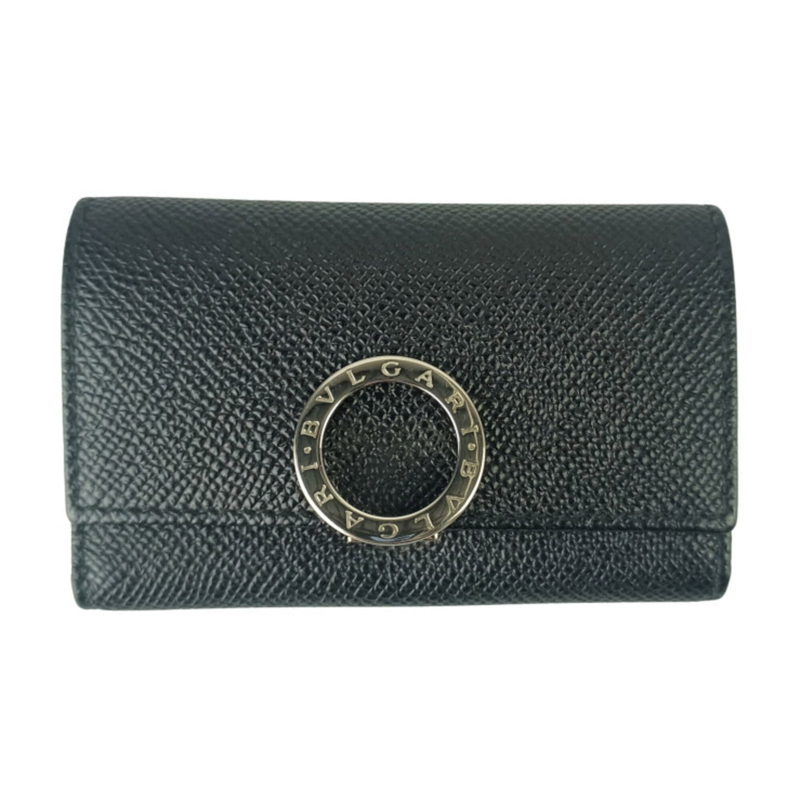 Key Case Bulgari 6 Hook Clip Black Grained Calf Leather Women'S 30422: Key Case Bulgari 6 Hook Clip Black Grained Calf Leather Women'S 30422 Black Grained Calf Leather Key Case from Bvlgari, featuring a sleek 6-hook clip design, is a stylish accessory for women. Made