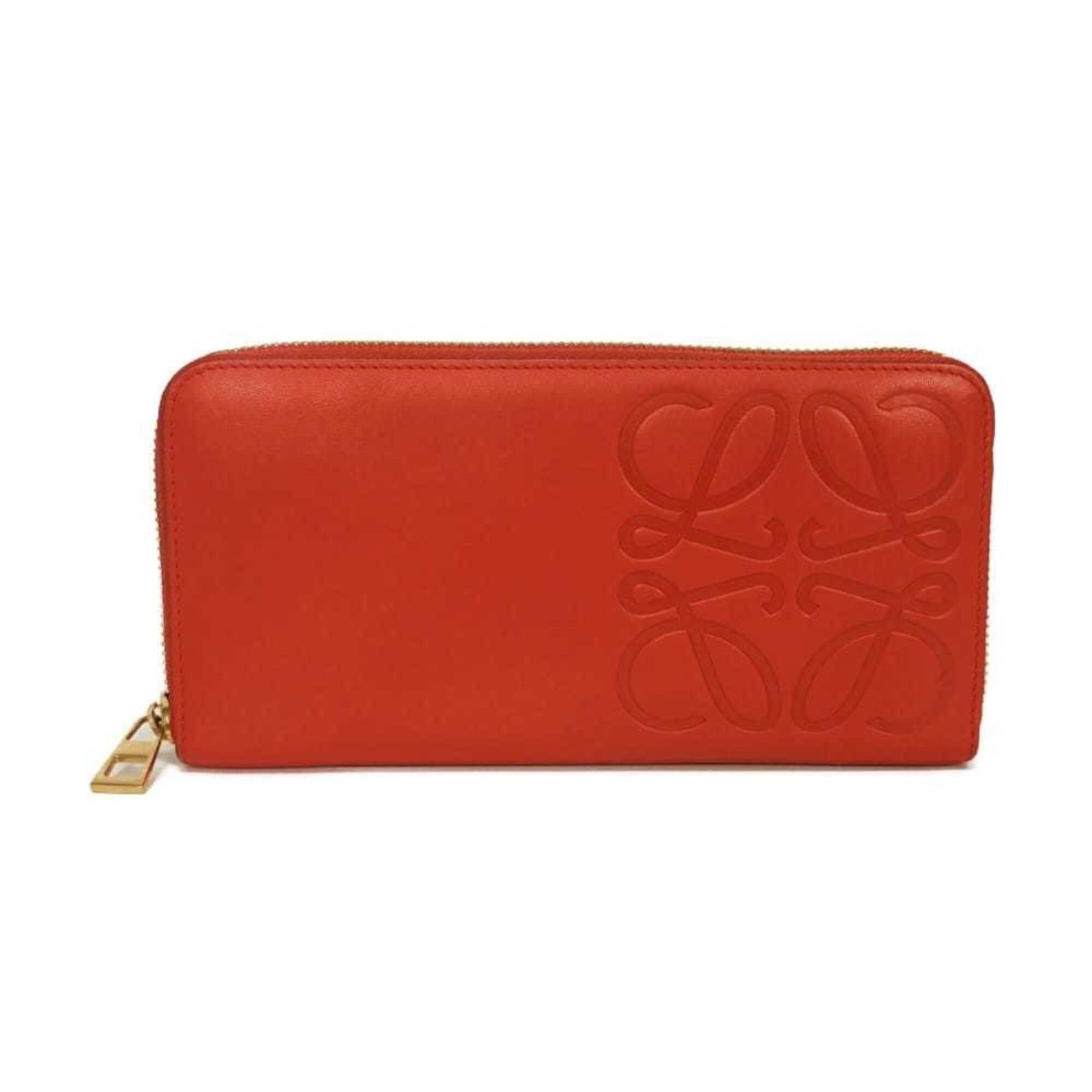 Leather Bi Fold Long Wallet: Leather Bi Fold Long Wallet The Loewe MPN 106N54.F13 Leather Bi Fold Long Wallet boasts a striking red color and premium leather construction, crafted from high-quality calfskin. Measuring 10cm x