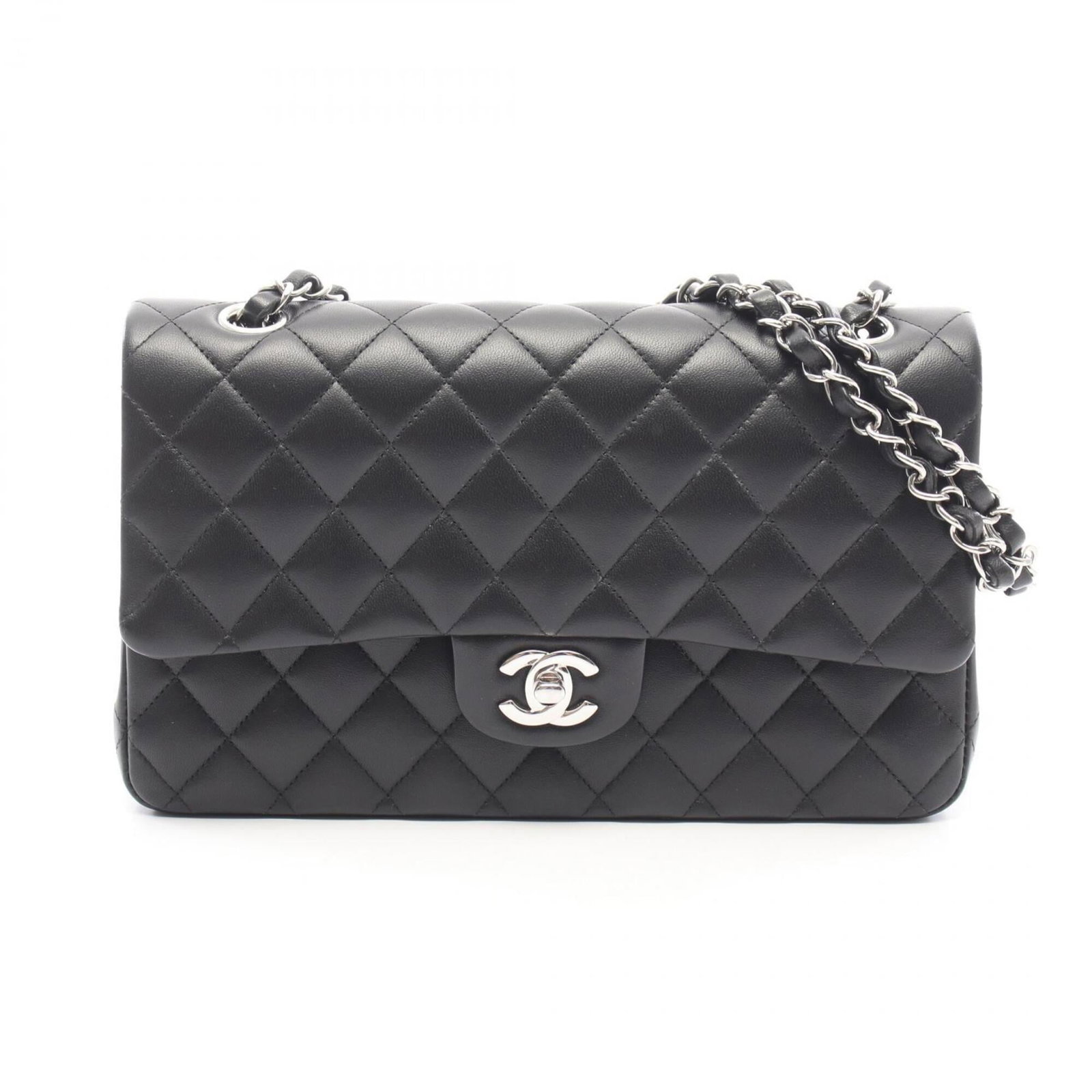 Shoulder Bag Leather Handbag Chanel: Shoulder Bag Leather Handbag Chanel Black leather shoulder bag with silver hardware, made from lambskin, features a 16cm x 25cm x 6.5cm size. This Chanel MPN A01112 shoulder bag is crafted from