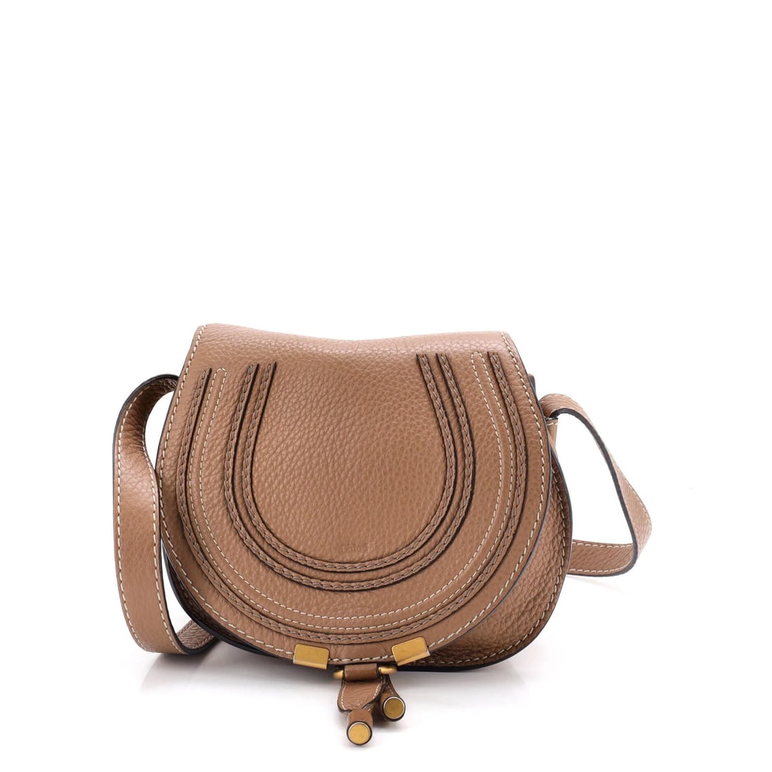 Chloe Marcie Crossbody Bag Leather Mini: Chloe Marcie Crossbody Bag Leather Mini The Chloe Marcie Crossbody Bag Leather Mini is a stylish and compact accessory featuring rich brown leather exterior and a vibrant green interior. With its aged
